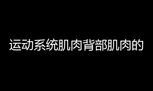 运动系统肌肉背部肌肉的锻炼方法